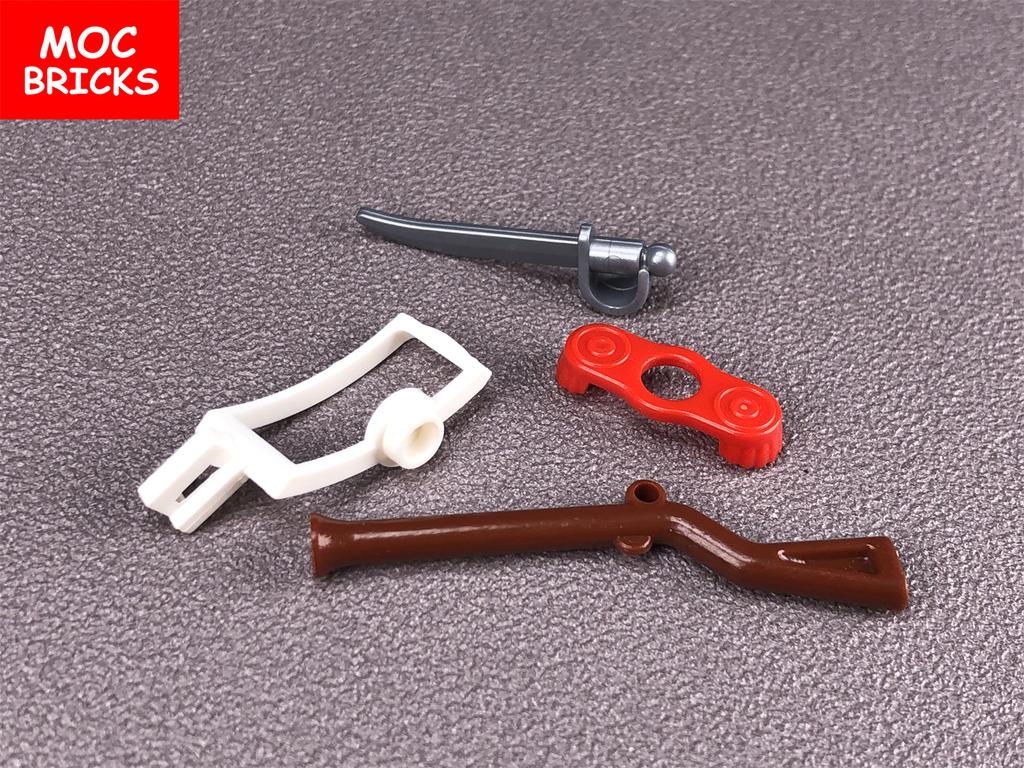 Нетоксичные 6Наборов/Партия Moc Кирпичи Пиратский Мушкет с Замком Имперский Солдат Оружие Пистолет 2561 Образовательные Фигурки Блоки Детские Подарки Куклы