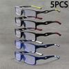 5PCS Sport Style Non-Prescription Reading Glasses Anti-Blue Light Rectangular Full Rim Eyewear PC Frame Material