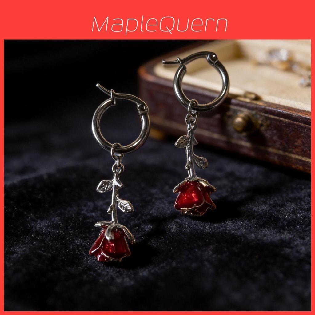 Rose Flower Vintage Alloy Earrings For Women With Retro Art Style