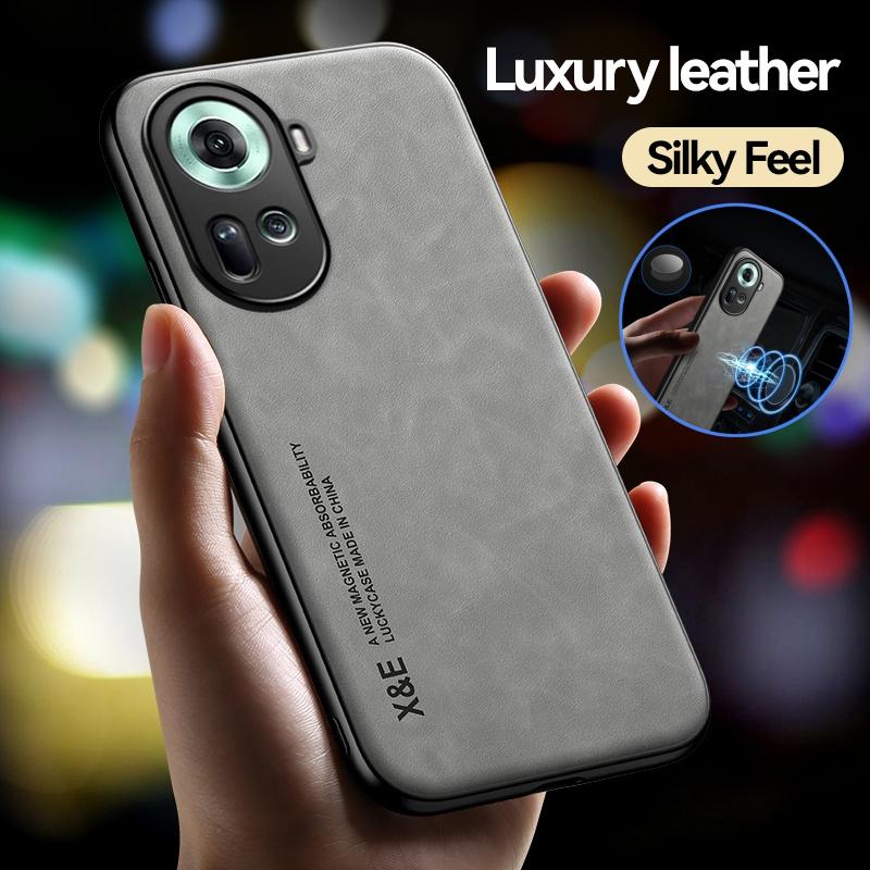 Для OPPO Reno 11 11F 5G чехол кожаный силиконовый автомобильный магнитный держатель противоударные чехлы для телефонов для OPPO Reno11 F Reno11F 5G задняя крышка