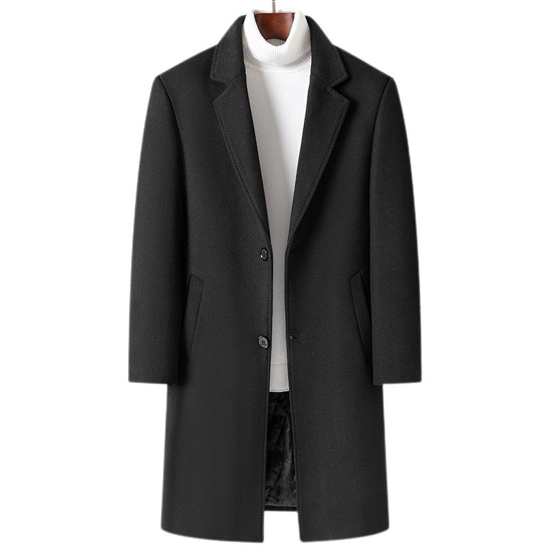 Wool Coat Men's Medium and Long Men's Wool Trench Coat Autumn and Winter New Men's Casual Woolen Coat