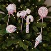 Multicolor Christmas Candy Canes Pendant Pink Christmas Spheres Xmas Decorations