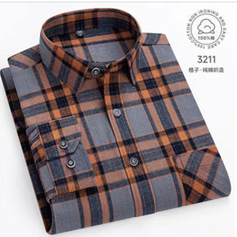 10XL 11XL 100% хлопок Осень Зима Рубашка для полных мужчин Длинный рукав высокое качество шерсть модная клетчатая повседневная немнущаяся