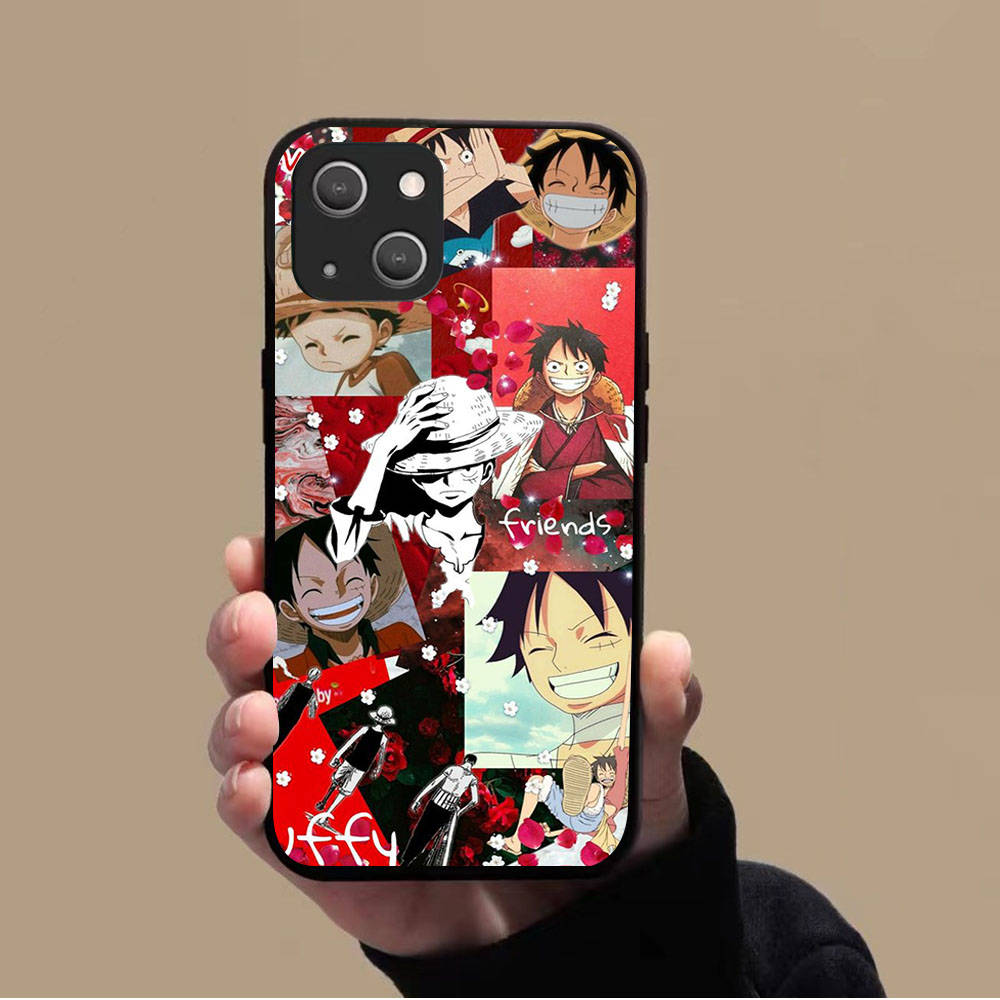 KK-41 One Piece Poster Soft Black Case for iPhone XR 14 15 11 12 13 6 7 8 X XS Pro Max Samsung S22 S23 S21 S24 FE Ultra S8 Plus