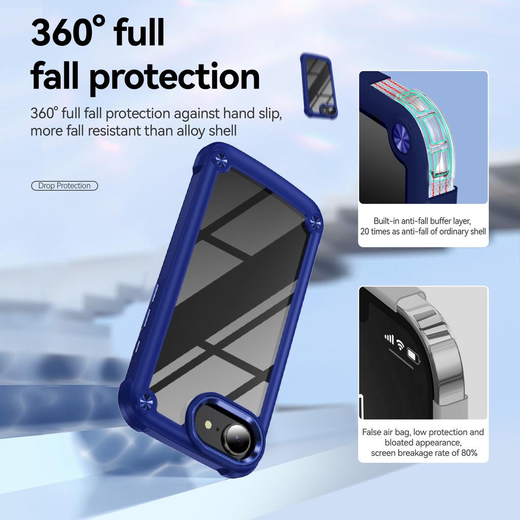 Роскошный прочный ударопрочный чехол для iPhone 16 15 14 13 12 11 Pro Max 16 Plus 16e силиконовый бампер прозрачный жесткий чехол