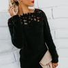 Women Fashion Lace Warm Plus Size Sttiching Tops Plush Pullovers Jumpers Knitted Sweater