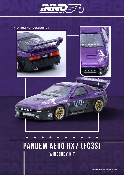 Inno Models Масштаб Mazda RX7 PANDEM ROCKET BUNNY Фиолетовый Готовое изделие 1/64 (FC3S) RX7FCP-PB