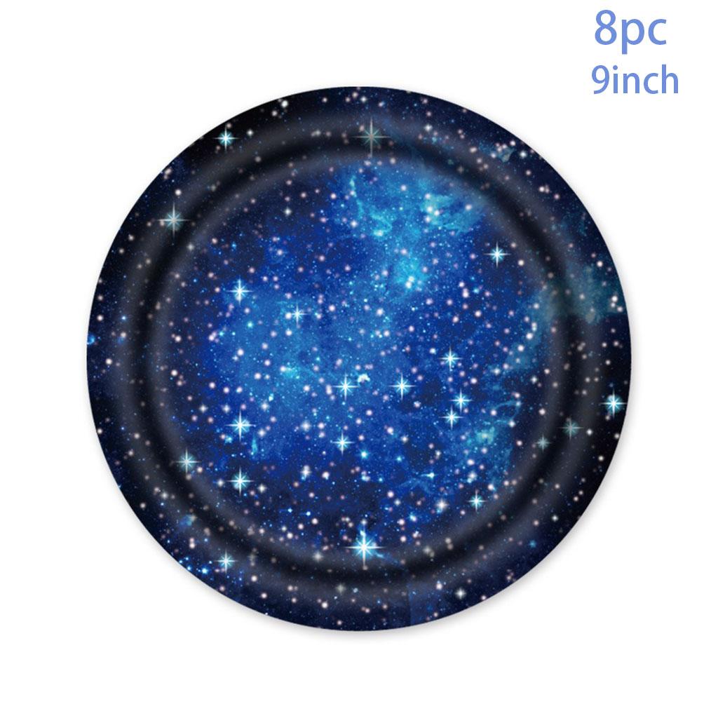 Starry Sky Theme Party Disposable Tableware Blue Night Starry Sky Plates Napkins Cups Kids Boys Happy Birthday Party Supplies