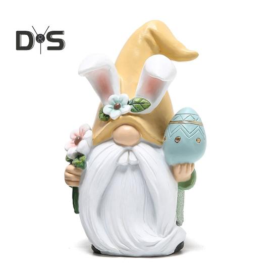 Easter Bunny Ear Gnome Figurine Colorful Egg Faceless Elf Dwarf Resin Statue Sculpture Home Office Desktop Decoration Ornament