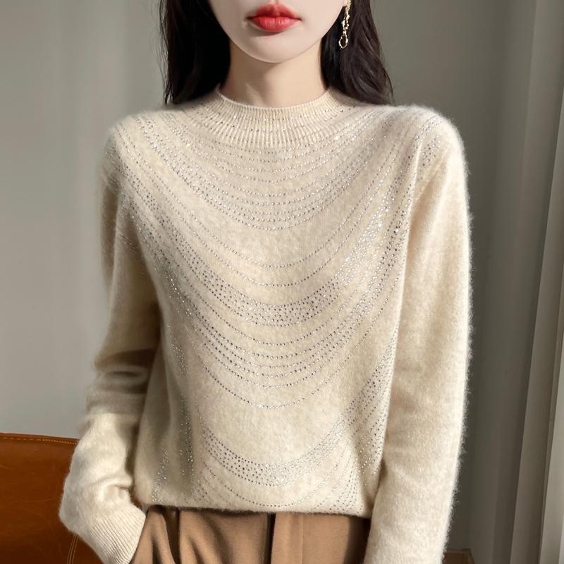 Женский кашемировый свитер Qinghe кашемир 30% кашемир 70% шерсть осенне-зимний кашемировый пуловер мягкий и теплый