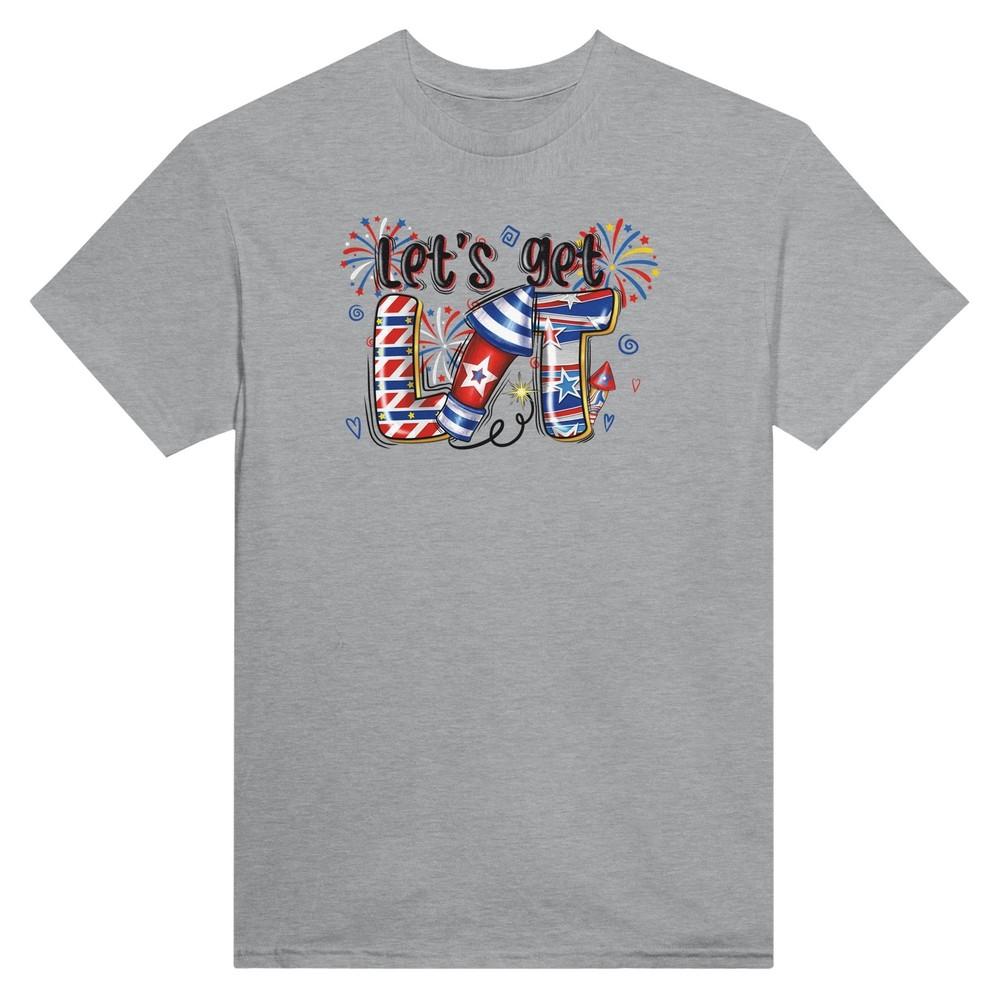 Let's Get Lit 4th of July Heavyweight Cotton Crewneck T-Shirt Unisex T-Shirt