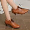 Fashion 2025 Spring Autumn Women Oxford Lace Up Shoes Vintage Round Toe Women Ankle Boots England Style High Heels Ladies Chaussure Femm