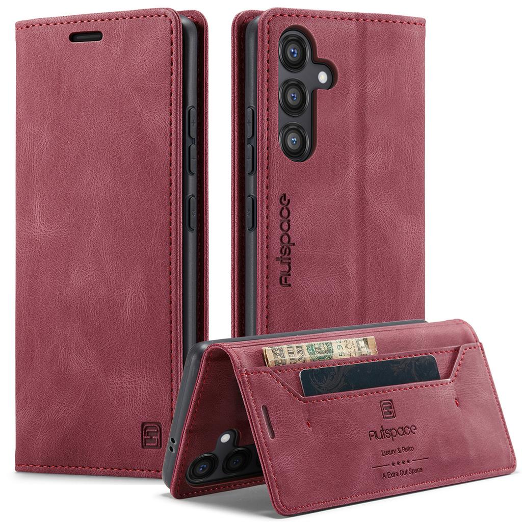 Premium Vintage Leather Wallet Case for Samsung Galaxy S25 - Flip Cover with Card Slots, Shockproof Retro Style (4 Colors)
