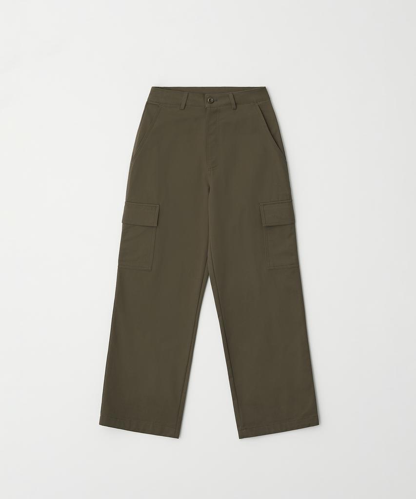 BUT'TON Cargo Pocket Wide Pants (Khaki Brown)