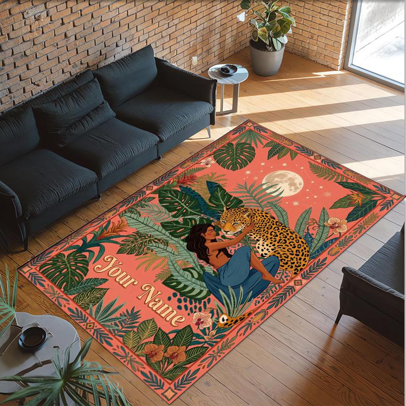 Cosmic Theme Crystal Velvet Floor Rug Personalized Custom Name Text Warm Carpet Home Decoration