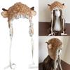 Furry Leg Warmer for Girls Cartoon Deer with Lace Brim Oversized Headgear Lovely Hat Cosplay Photo Props