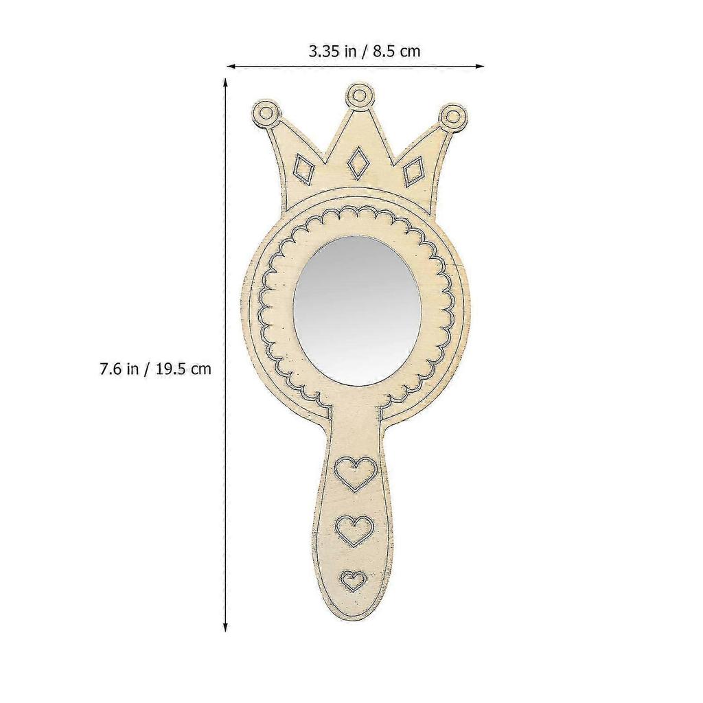 Wood Mirror Shaped Handheld Mirrors Unfinished Wood For Painting 19.50X8.50X0.20CM 1 Set