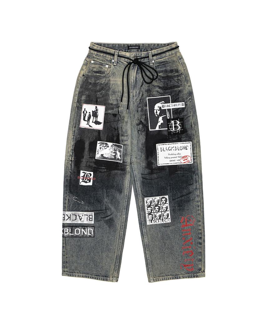 BLACKBLOND Vividi Energetic Multi-Patch Denim Pants (Rusty Blue)