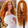 Pure Red Black Orange Color Long Water Wave Hairstyle Wigs for Women Synthetic Hair High Temperature Fiber Average Size