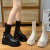Fashion Punk Style Platform Women Ankle Boots Fashion Slip On Thick Heels Shoes Autumn Winter Short Booties