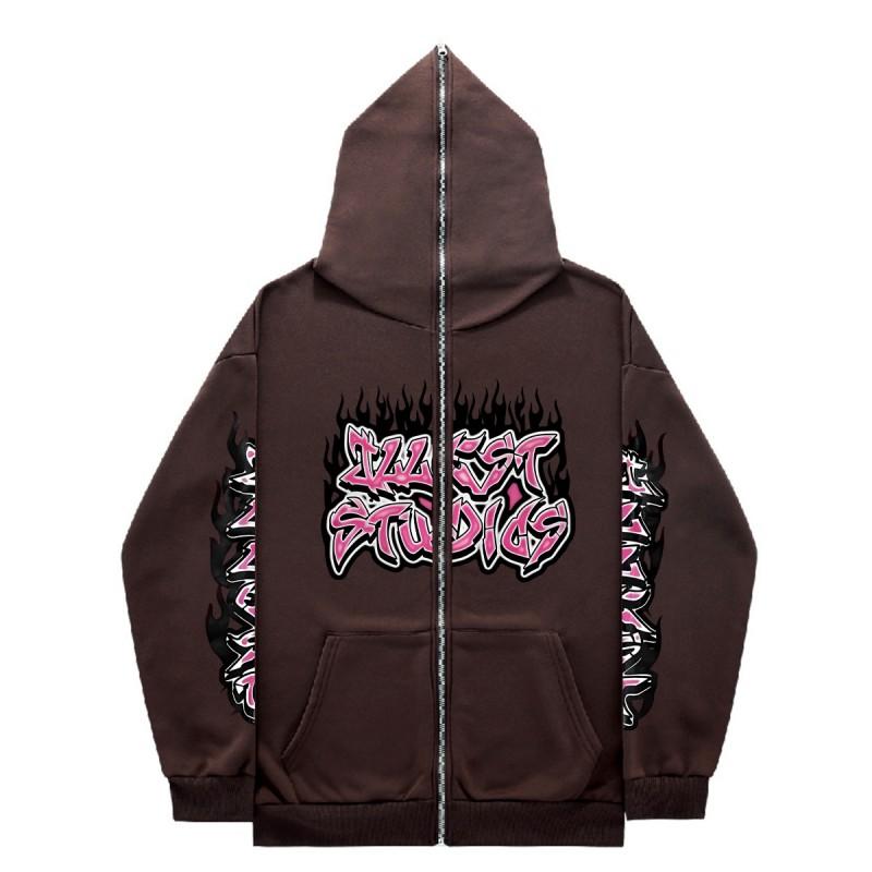 Zip-up Hoodie Gothic Streetwear Oversized Sweatshirt Men Women Y2K Style