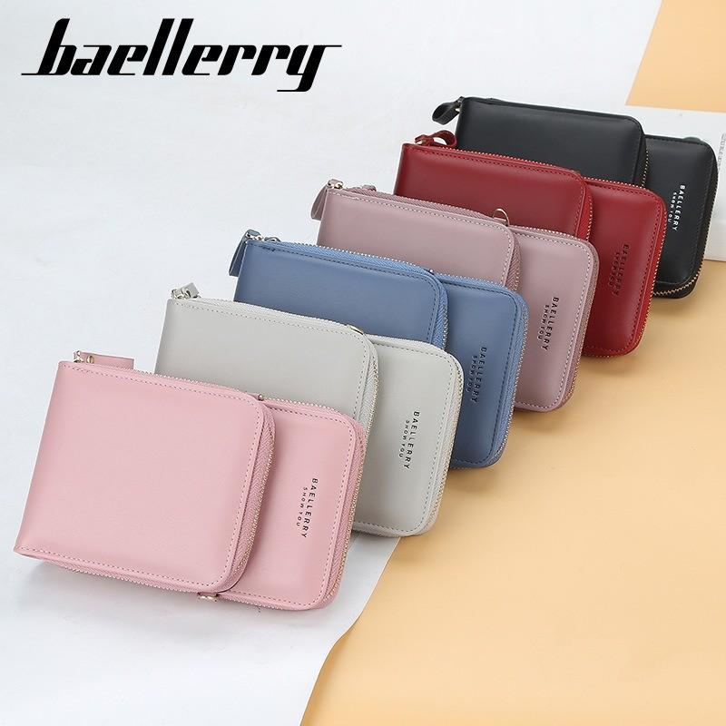 Baellerry Womens Wallet Pu Leather Large Capacity Zipper Crossbody Phone Bag For Daily Use