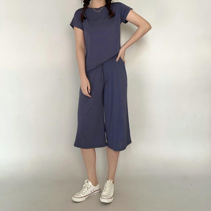 Брюки женские из модала с U-образным вырезом, летние, длиной до икр, широкие, со шнурком, короткие, повседневные, для дома