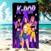 K-pop Идол Девичья Группа Пляжное Полотенце из Микрофибры Мягкое Быстросохнущее Спортивное Полотенце для Зала Черно-Фиолетовая Звезда Банное Полотенце для Плавания на Открытом Воздухе