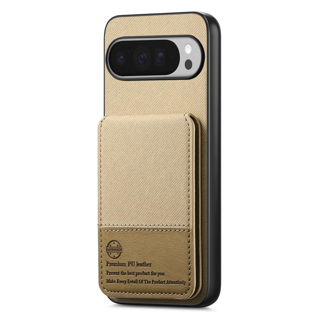 For Google Pixel 9 Pro XL Case Cloth Texture Leather+PC+TPU RFID Blocking Phone Cover with Card Holder