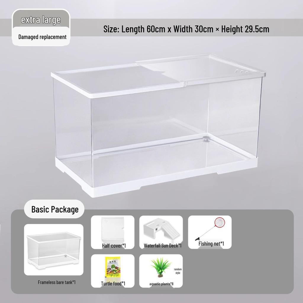 Компактный террариум для черепахи с платформой для обогрева - Элегантная настольная среда обитания с крышкой для экологичной гостиной