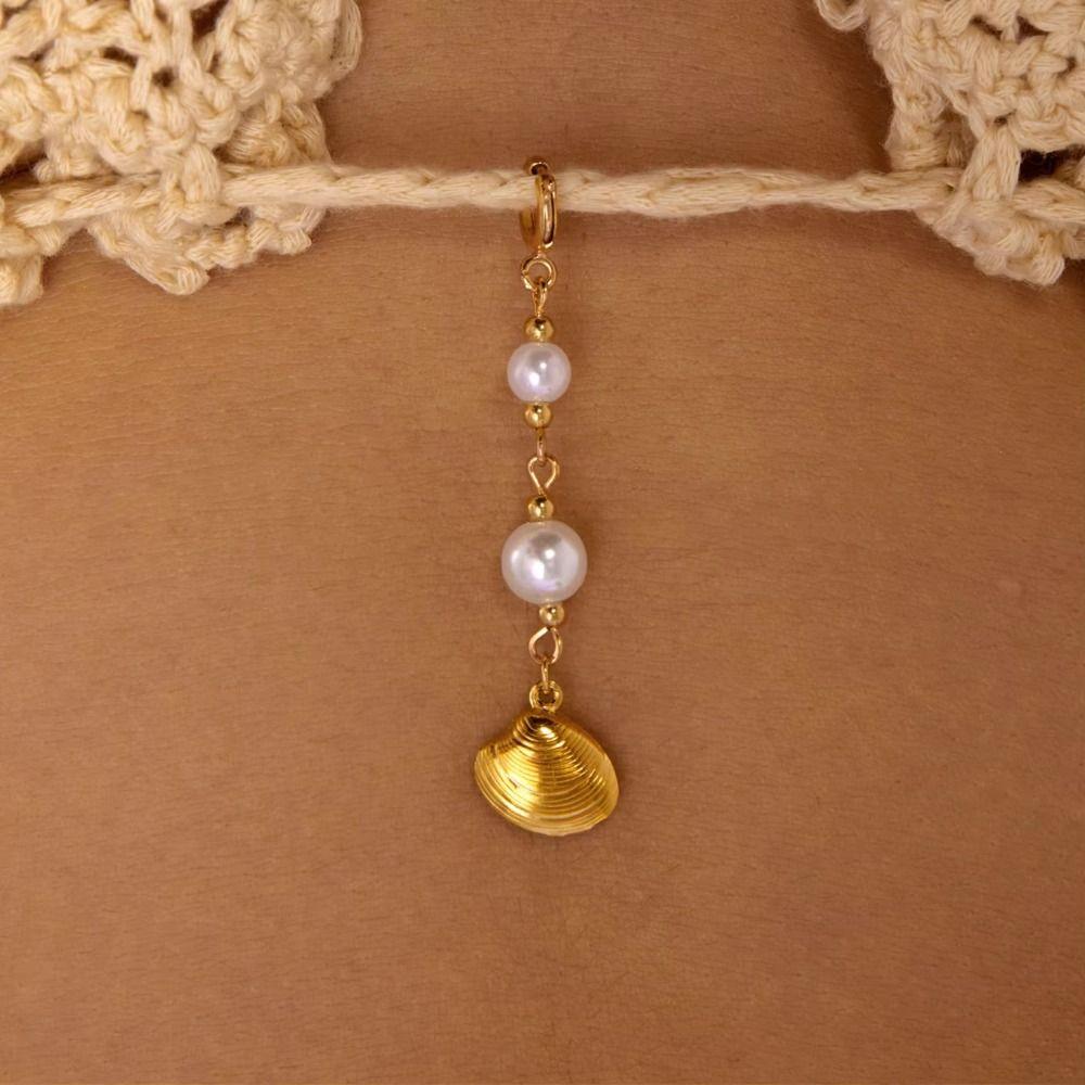 Pearl Fish Conch Key Chain Hanger Bikini Pendant Lovely Body Jewelry Vacation