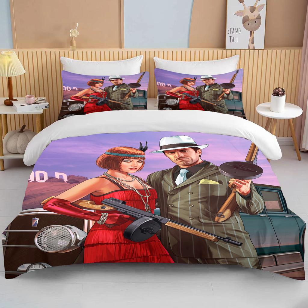 10 размеров 3D игра GTA V Постельный комплект Мультяшные пододеяльники Grand Theft Auto Постельное белье Постельные принадлежности с наволочкой Дропшиппинг