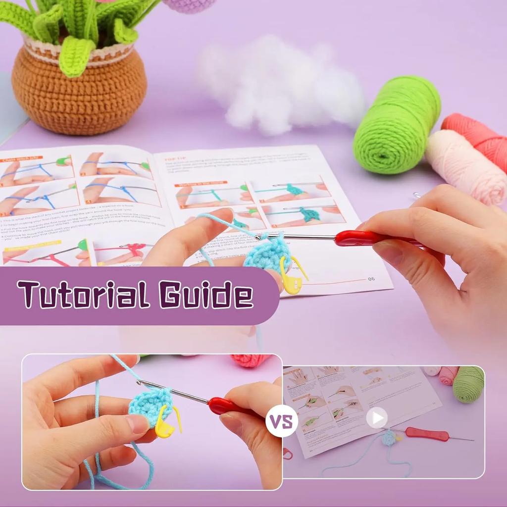 Crochet Flower Kit for Beginners Adults Crocheting Knitting Kit Flower Crochet Kit Includes Crochet Accessories DIY Craft New