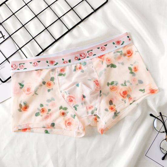 Мужские боксеры ультратонкие сетчатые с принтом средней талии быстросохнущие влагоотводящие домашние трусы больших размеров для сна