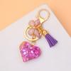 Colorful Hollow Love Heart Keychain Shiny Butterfly Tassel Resin Pendant Key Ring Women Handbag Ornament DIY Accessories Giftt