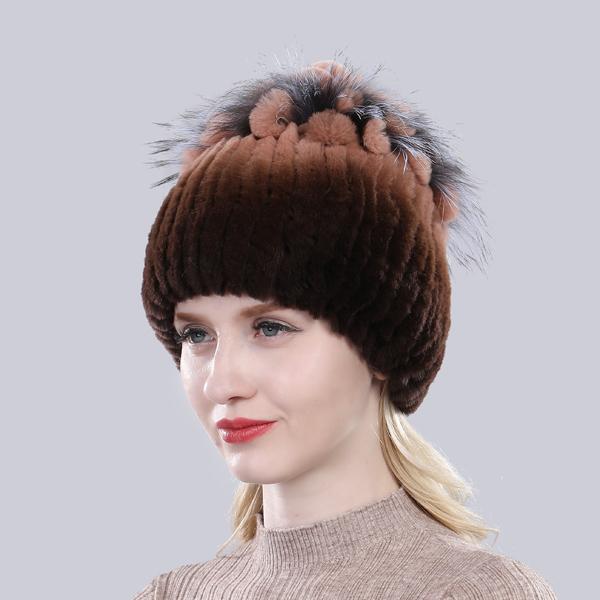 Новые роскошные русские зимние теплые шапки из натурального меха для женщин, шапка из натурального кролика Рекс, хорошие эластичные вязаные шапки из меха кролика Рекс