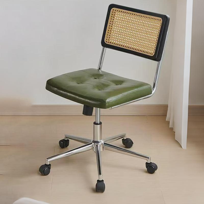 Office Chair Retro Computer Chair Simple Study Desk Armchair Swivel Backrest Lift Chair Leather Armchair with Rocking Function