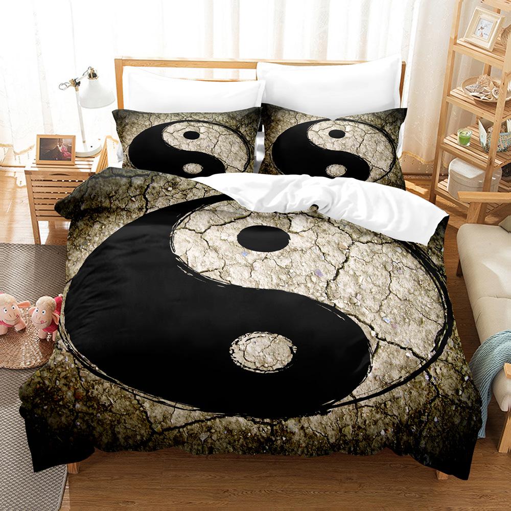 3D комплект постельного белья в китайском стиле Инь Ян, двухуровневый пуховый пододеяльник, 2/3 шт. EU135 * 200, односпальная или двуспальная кровать, мягкий домашний текстиль с принтом тай-чи