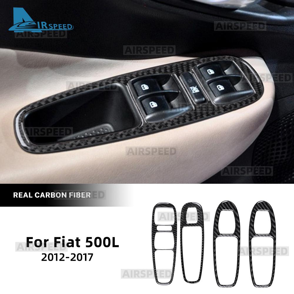 Real Soft Carbon Fiber Sticker For Fiat 500L 2012 2013 2014 2015 2016 2017 Door Handle Window Lift Speedometer Steering Wheel