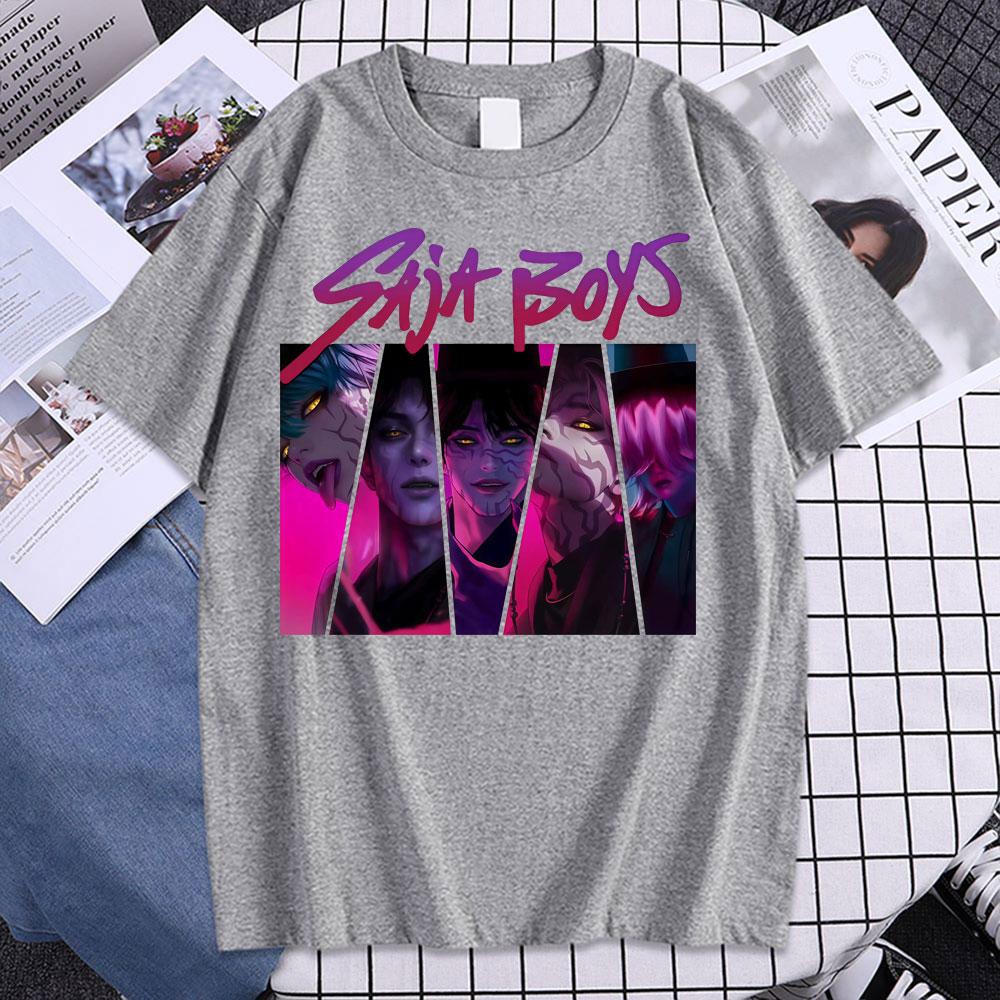 Saja Boys Boy Band Футболка Kpop Вдохновленная фильмом Охотники на демонов Футболка Мужская Женская Одежда Хлопок Короткий рукав Футболка