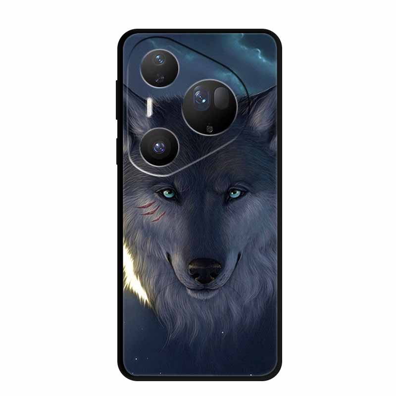 Для Huawei Pura 80 Ultra 5G Чехол Волк Тигр Лев Кот Черный Силикон Мягкий Чехол для Телефона Для Huawei Pura80 Ultra Задняя Крышка Чехол Para