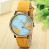 Watch Fashion Global Travel by Plane Map Women Watches Denim Fabric Bands