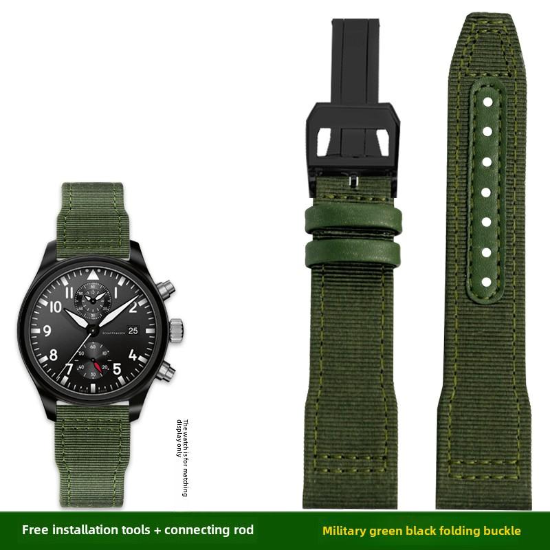 Для IWC Pilot Нейлоновый ремешок из натуральной кожи для часов IWC Mark 18 Balack Aces Portuguese оригинальный плетеный холщовый ремешок Браслет