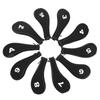 10 PCS Golf Club Head Covers Golf Iron Pole Zipper Hat Cover Club Protective Covers Black