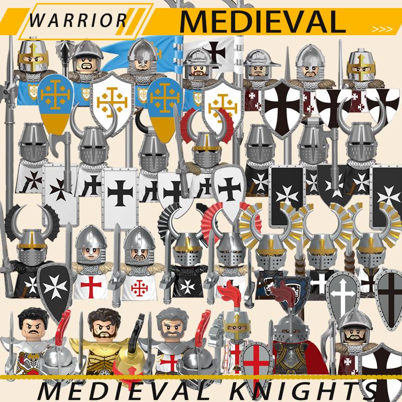 Medieval Military Jerusalem Tripoli Knight Building Blocks Castle Lionheart Hospital Teutonic Soldier Figures Warrior Bricks Toy