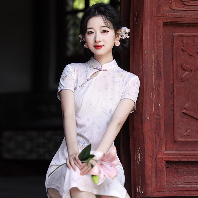 Фиолетовый в национальном стиле, новый китайский длинный ципао из Сучжоу, улучшенный молодой 1011, новое женское, высококачественное, для повседневной носки