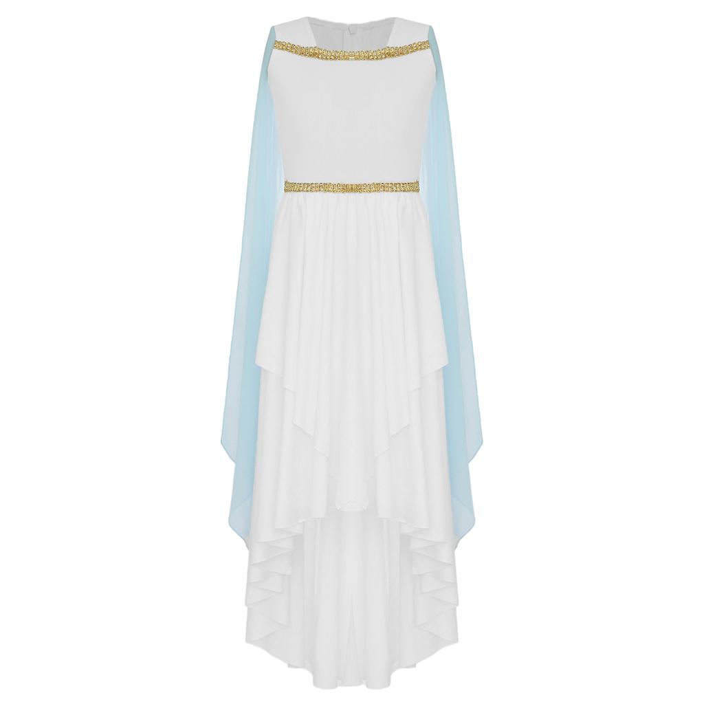 Девочка Хэллоуин Костюм Древнегреческой Тоги Безрукавная Шаль Лоскутное Струящееся Платье Древний Рим Египет Принцесса