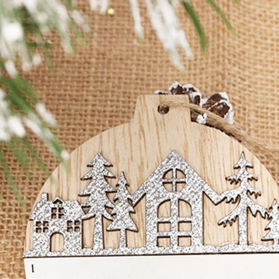 1/4Pcs Wooden Merry Christmas Ornament Farmhouse Rustic Xmas Tree Hanging Double Layer Splicing Love Heart Star Round Shape Holiday Decoration