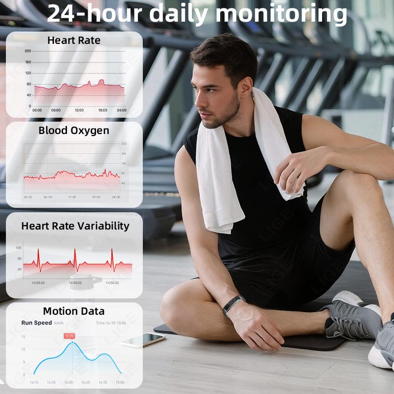 Call Reminder Smart Bracelet Fitness Sleep Tracker Heart Rate Stress HRV Health Monitor Step Counting Sport Smartwatch Band