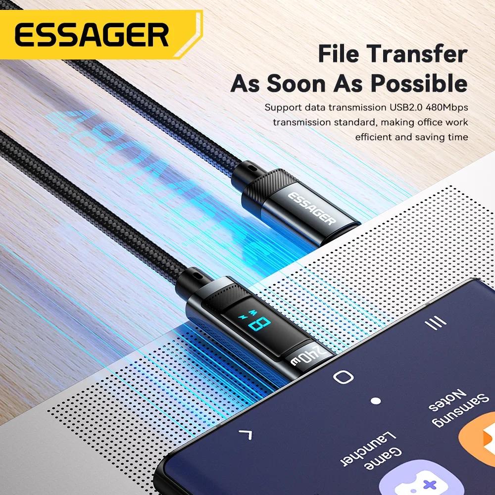 Essager USB C To USB Type C Cable 240W 5A PD 3.1 Fast Charging Charger Digital Cable For iPhone 15 Laptop MacBook Pro Xiaomi